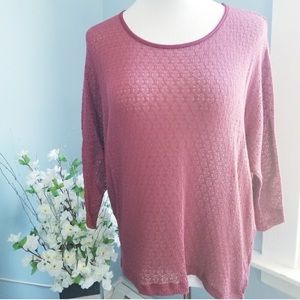 Red Sheer Textured Knit Layering Top